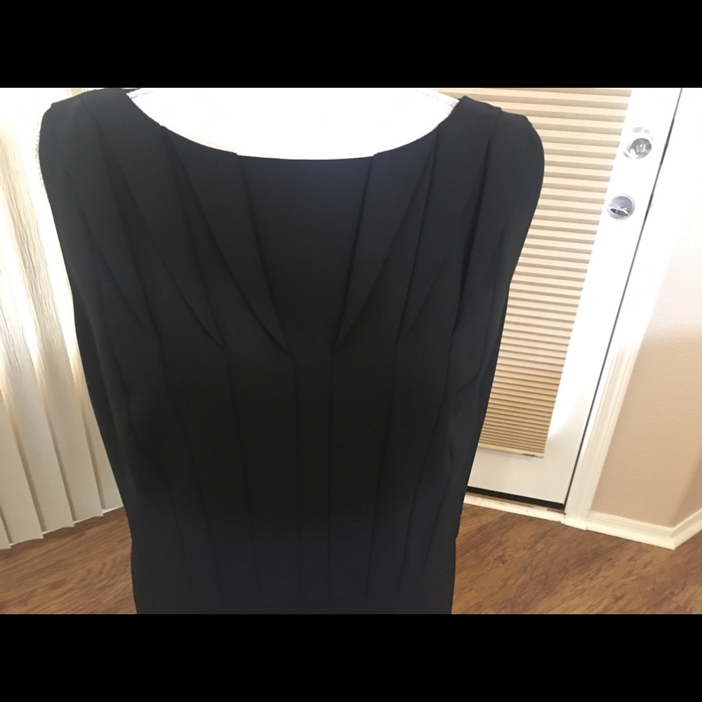 Pleated front black dress